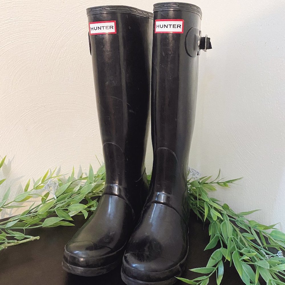 Hunter Boots, Tall Black Gloss
